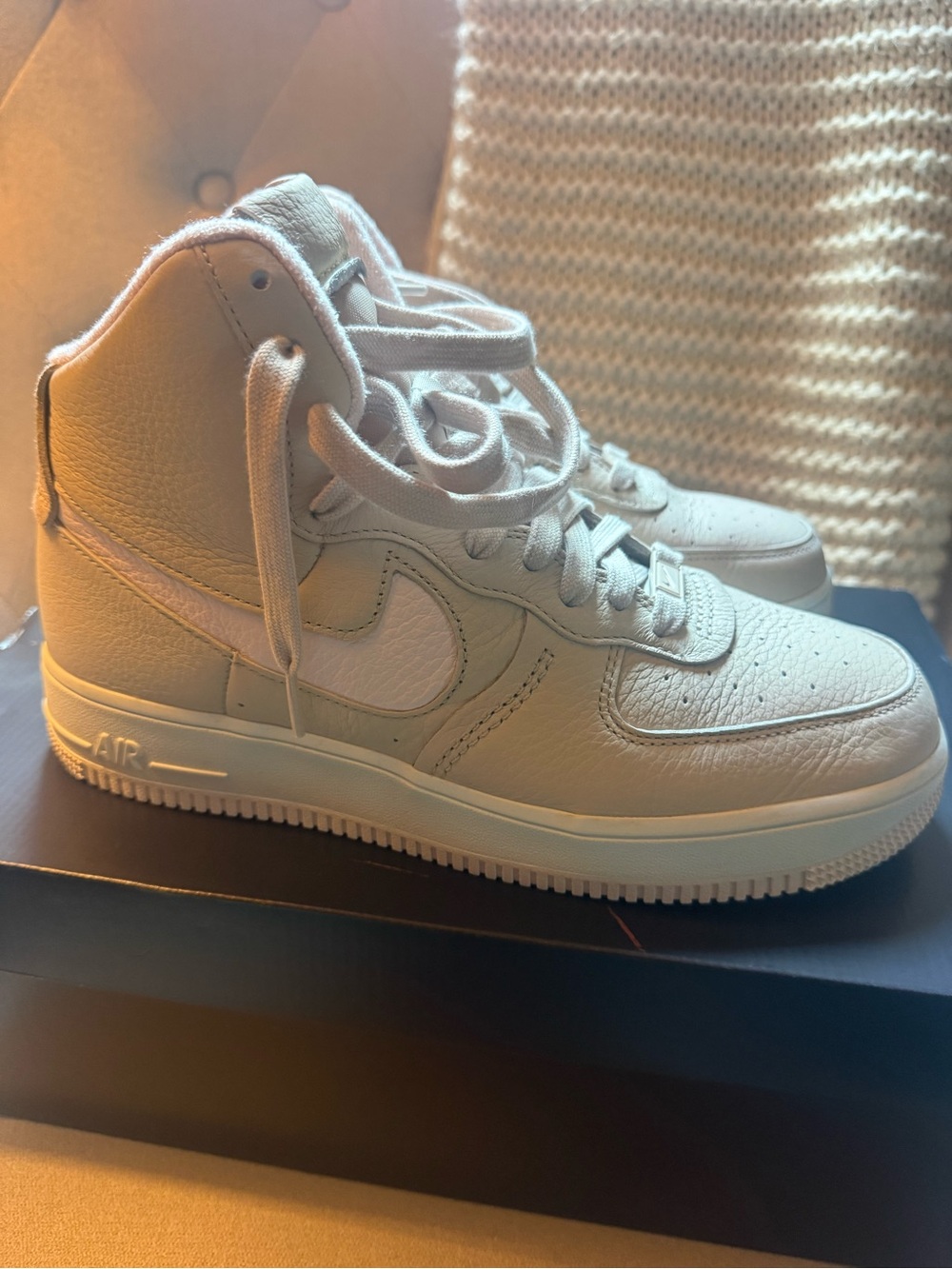 Nike Air Force 1 High-Top Sneakers in Cream/Off-White